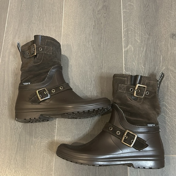 Santana Canada Waterproof Boots Cayley Suede / Rubber Brown Rain Boots Size 8 - Picture 13 of 16